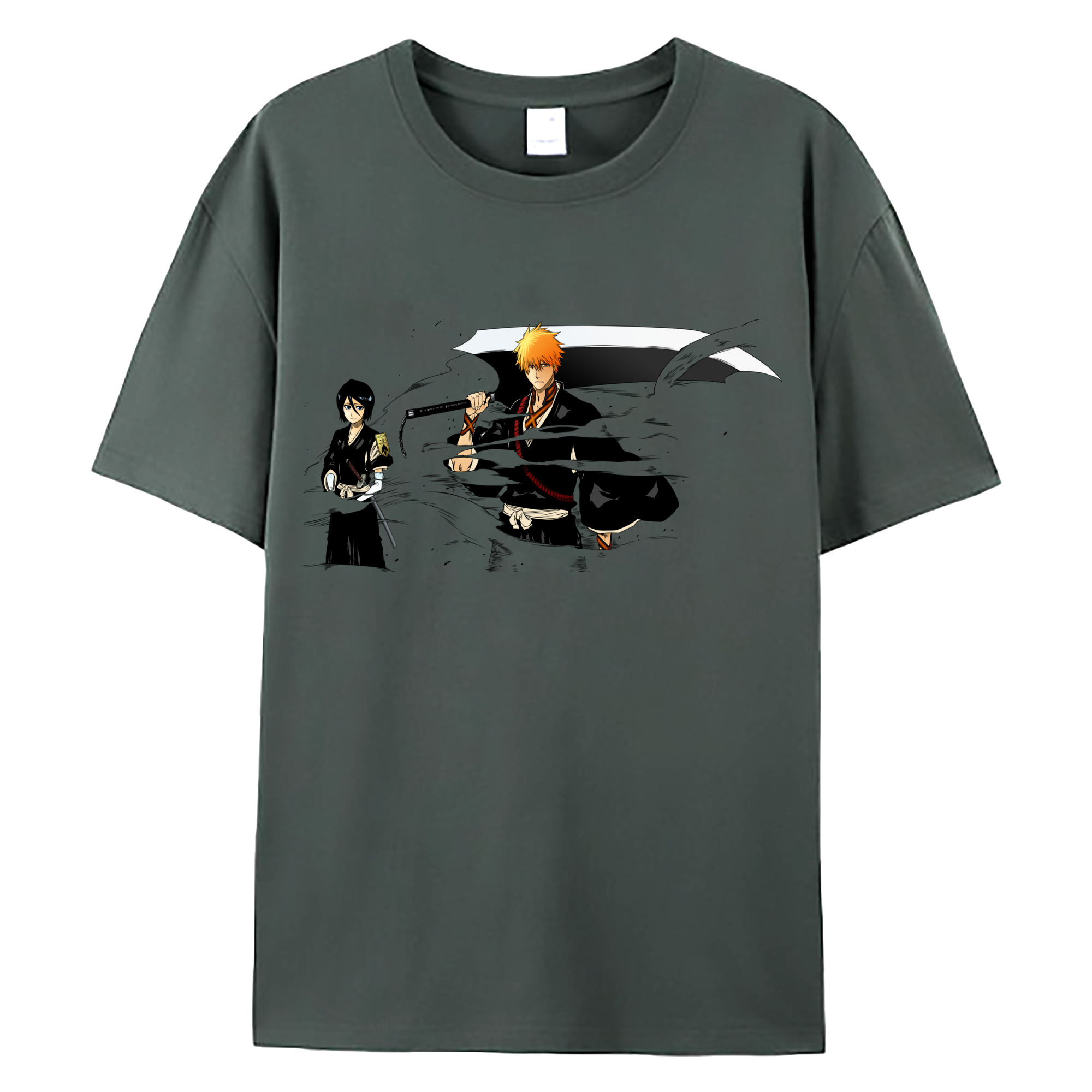 （画像用） ブリーチ 黒崎一護（くろさき いちご）BLEACH Kurosaki Ichigo 綿100％ メンズ半袖Tシャツ｜肌触りやわらか＆通気性